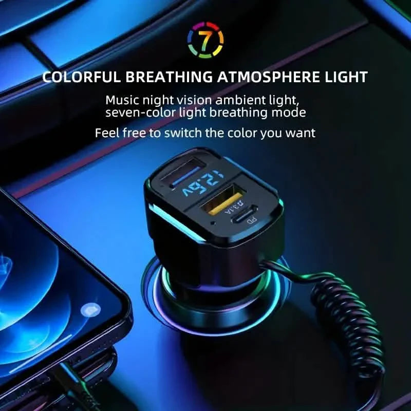 3-in-1 65W 3-port USB PD Fast Car Charger by DailySale