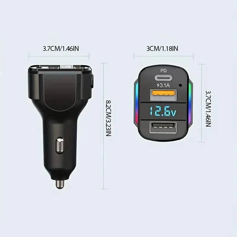 3-in-1 65W 3-port USB PD Fast Car Charger by DailySale