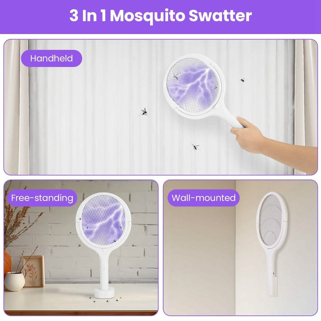 3-in-1 90º Rotating Electric Bug Zapper Racket by DailySale