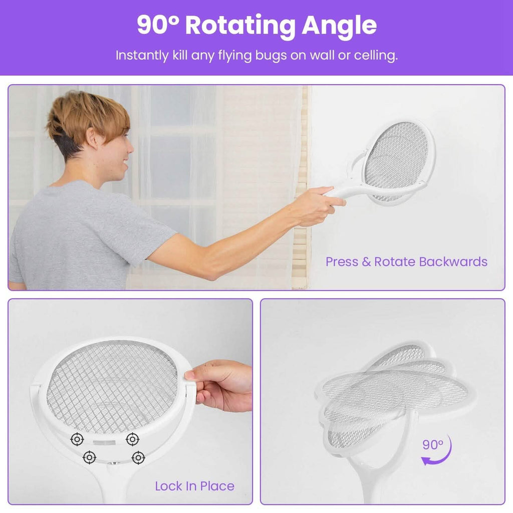 3-in-1 90º Rotating Electric Bug Zapper Racket by DailySale