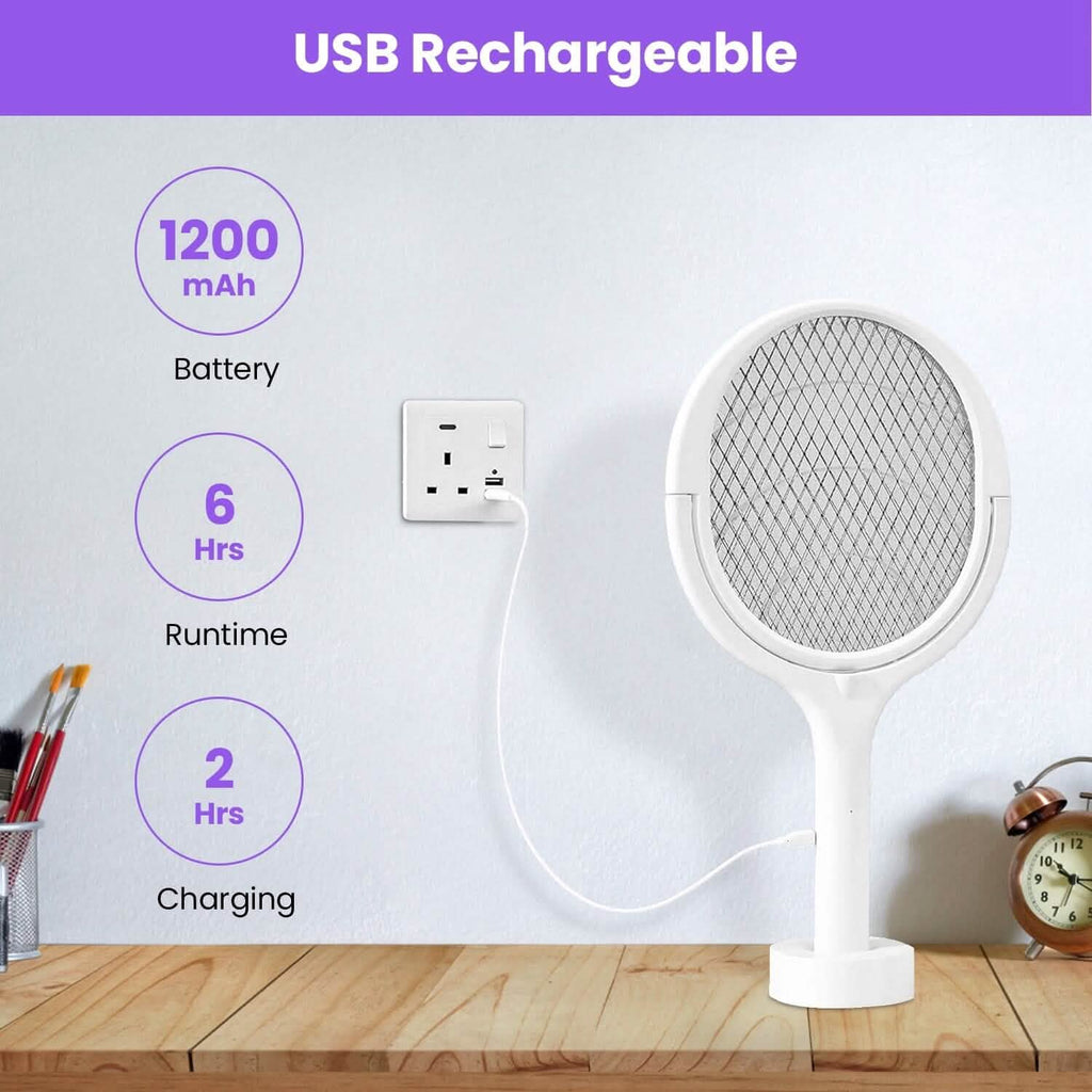 3-in-1 90º Rotating Electric Bug Zapper Racket by DailySale