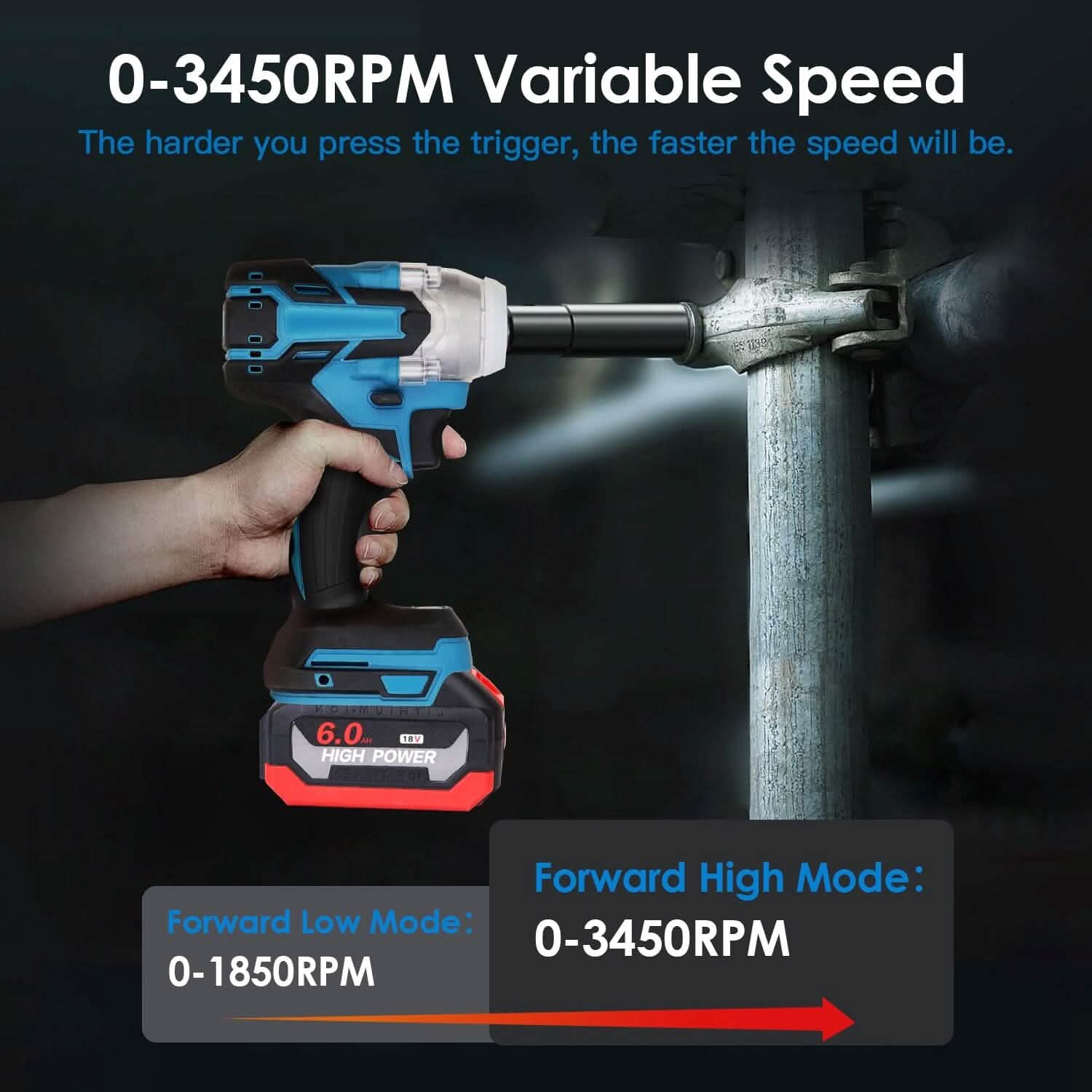 3-In-1 Cordless Electric Impact Wrench Drill Screwdriver with Brushless Motor Max 3450RPM Variable Speed by DailySale
