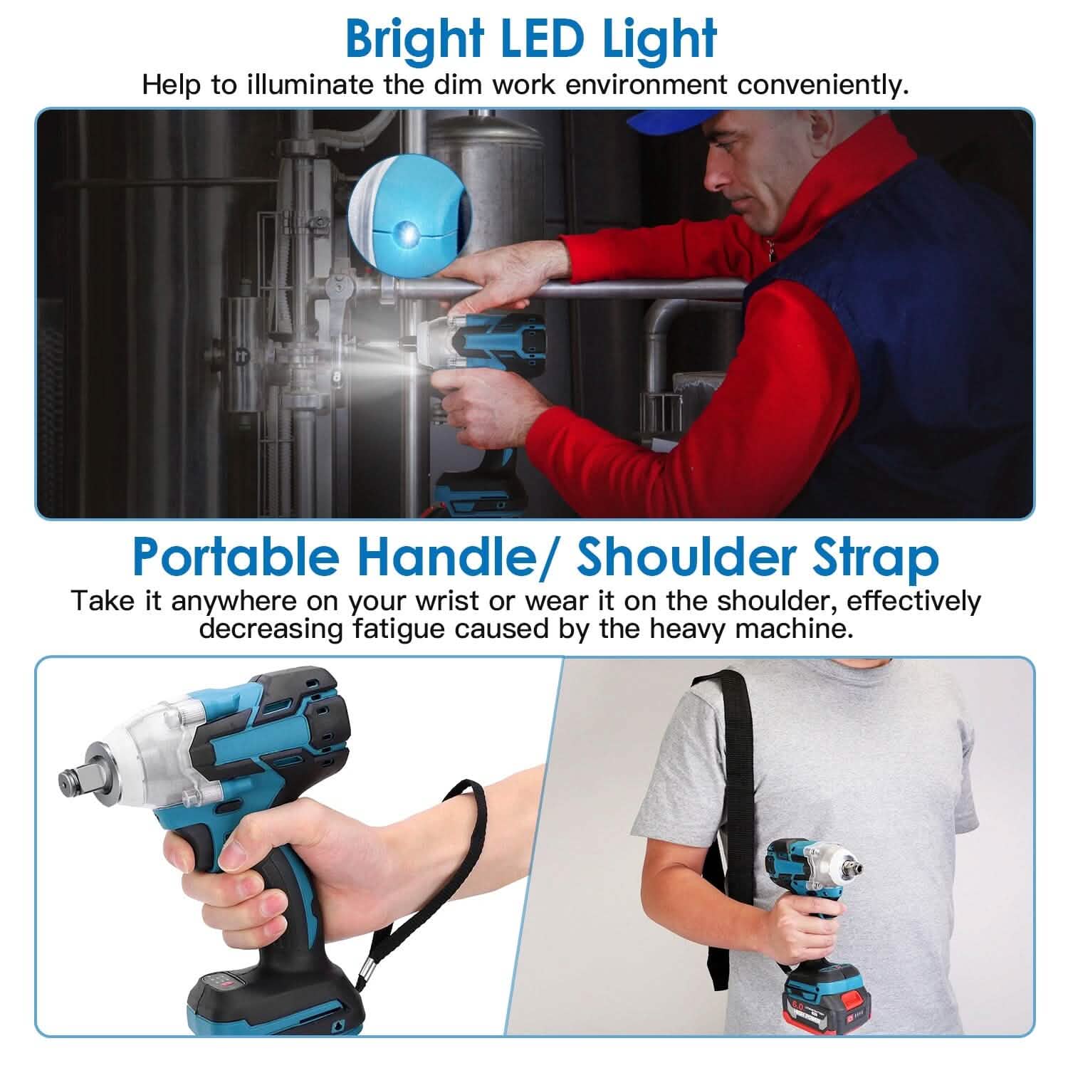 3-In-1 Cordless Electric Impact Wrench Drill Screwdriver with Brushless Motor Max 3450RPM Variable Speed by DailySale