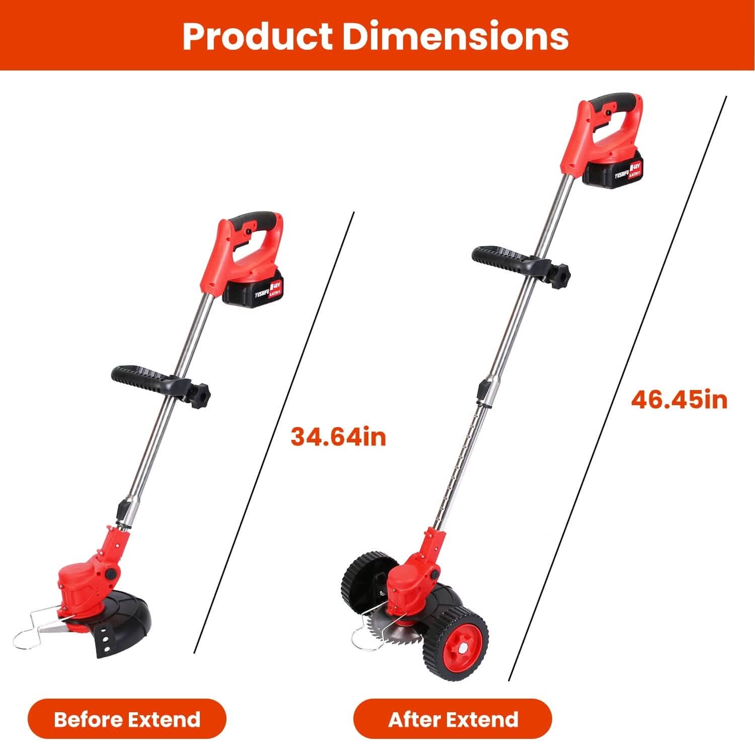 3-in-1 Electric Cordless Grass Wacker Battery Powered Grass Trimmer with Wheels Adjustable Head with 2-Pieces 2500mAh Batteries by DailySale
