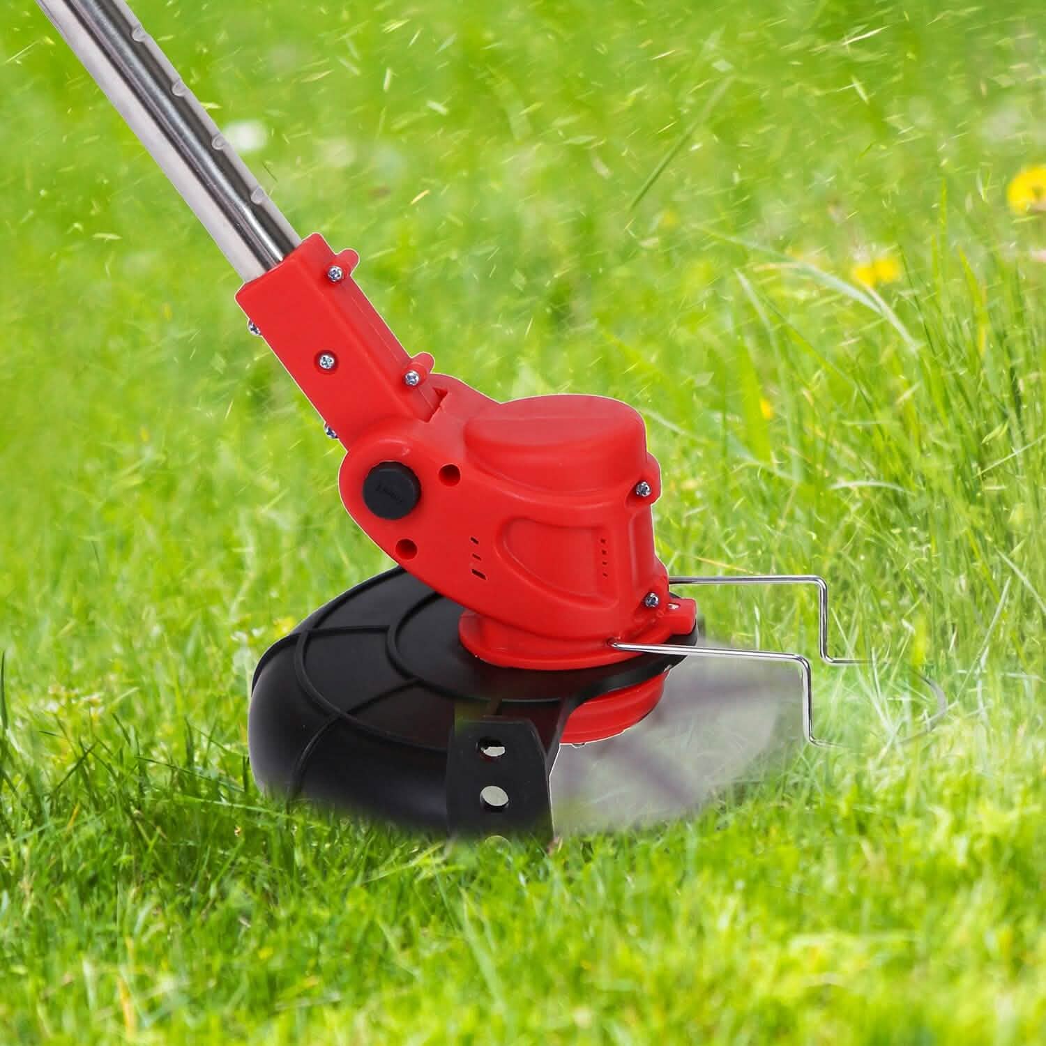 3-in-1 Electric Cordless Grass Wacker Battery Powered Grass Trimmer with Wheels Adjustable Head with 2-Pieces 2500mAh Batteries by DailySale