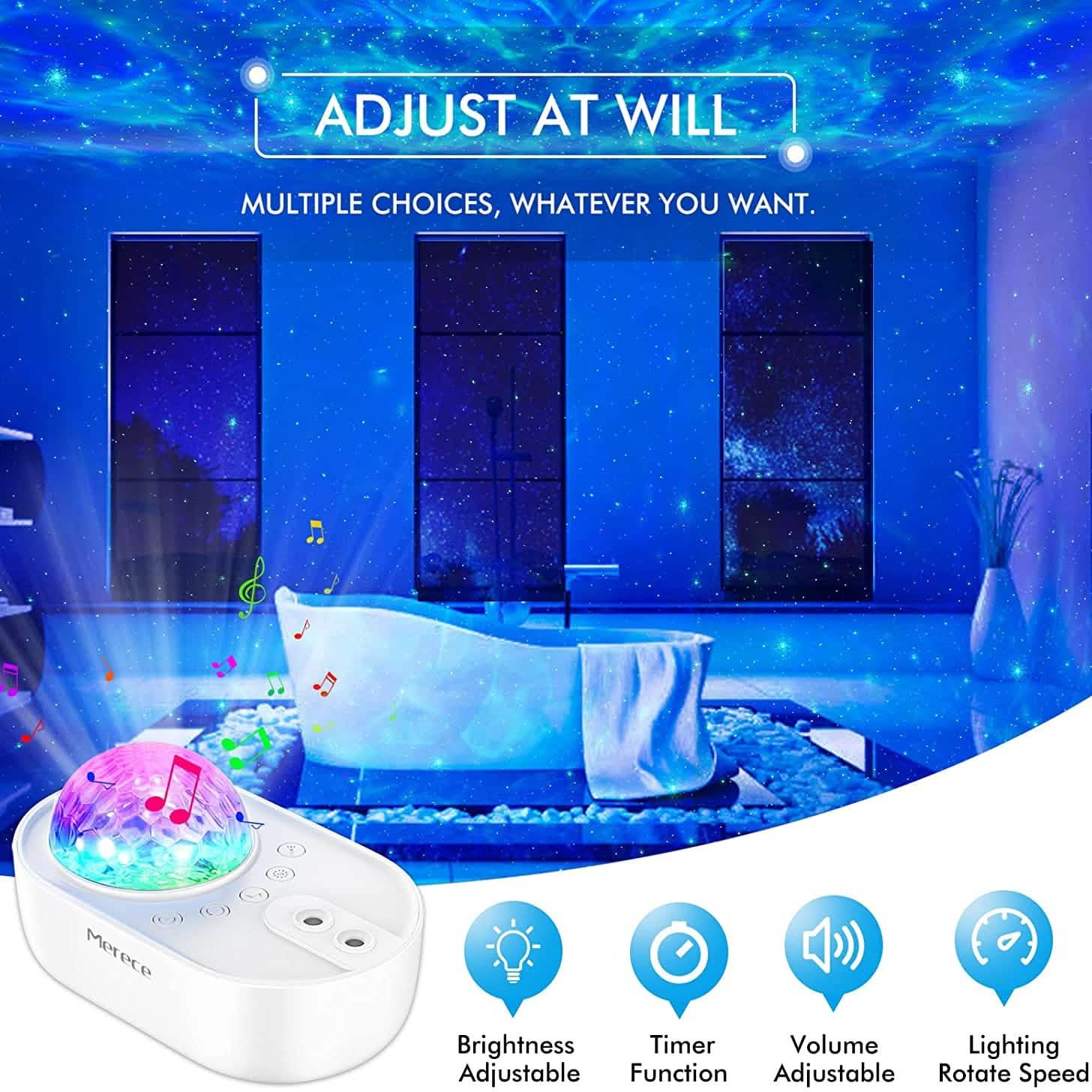 3-in-1 Galaxy Night Light Projector with Remote Control by DailySale