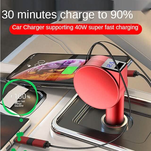 3-in-1 Retractable Car Phone Charger by DailySale