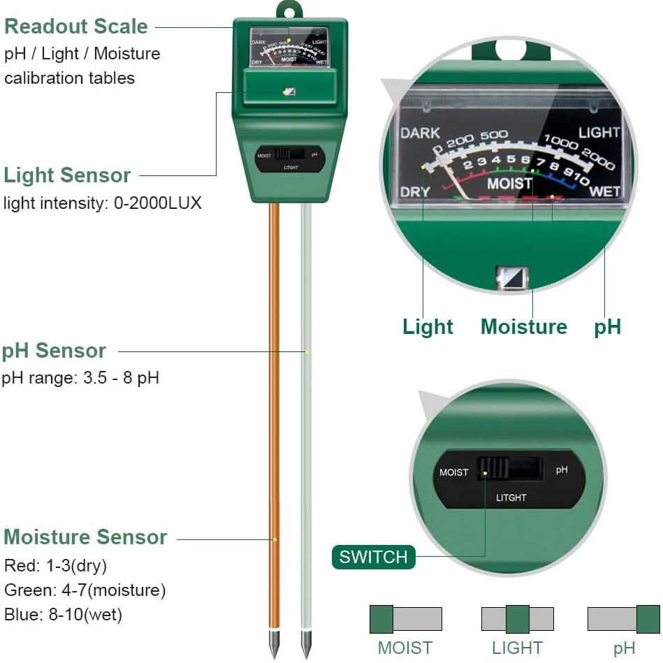 3-in-1 Soil Moisture/Light/pH Tester by DailySale