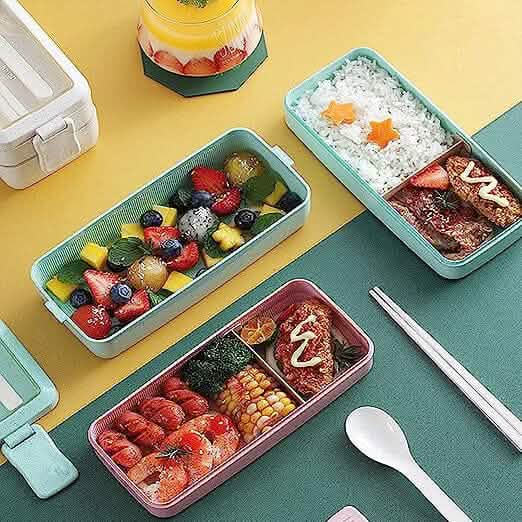 3-Layer Stackable Bento Box Japanese Lunch Box Kit with Spoon & Fork by DailySale