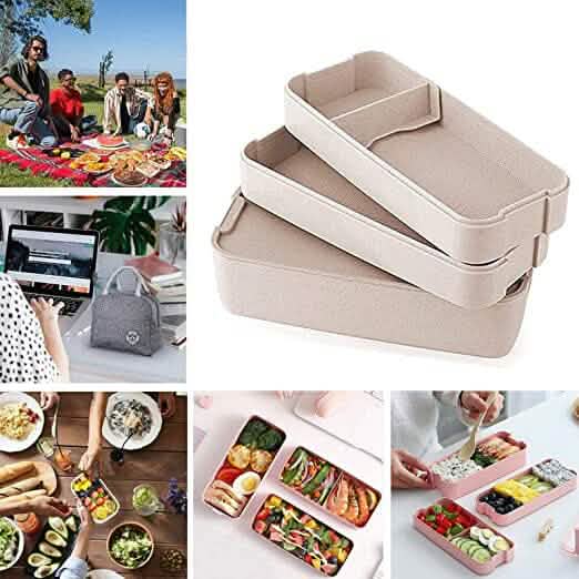 3-Layer Stackable Bento Box Japanese Lunch Box Kit with Spoon & Fork by DailySale