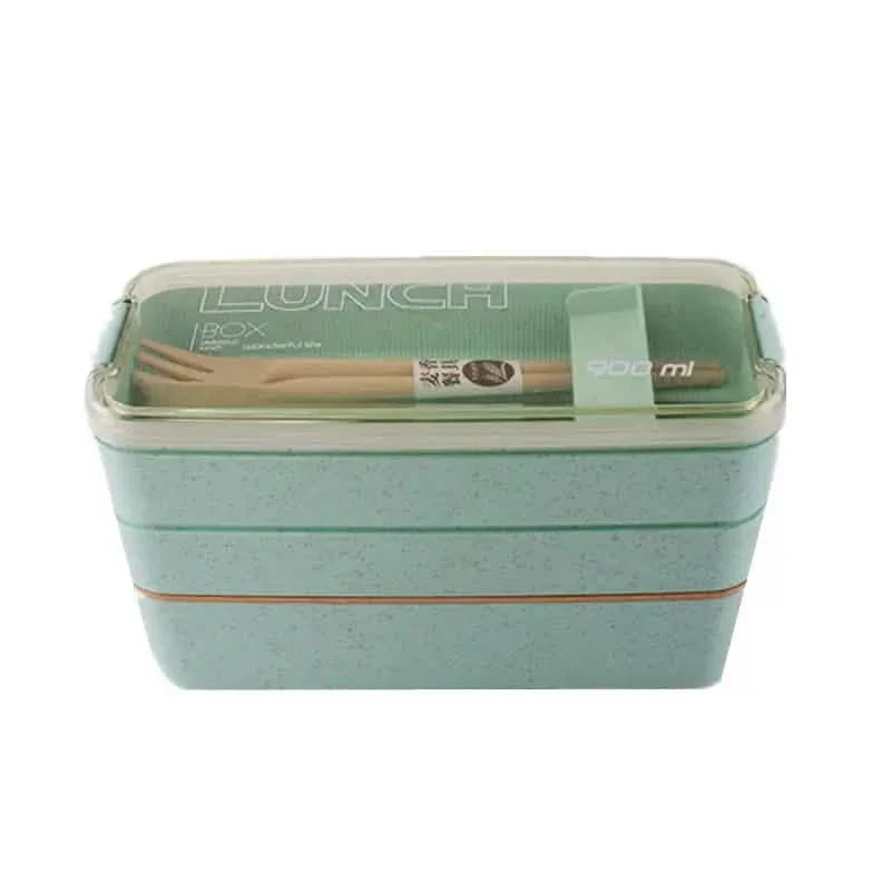 3-Layer Stackable Bento Box Japanese Lunch Box Kit with Spoon & Fork by DailySale
