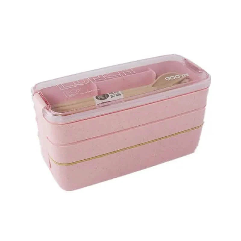 3-Layer Stackable Bento Box Japanese Lunch Box Kit with Spoon & Fork by DailySale
