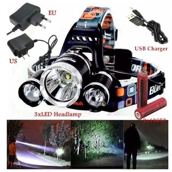 3 LED XM-L T6 Waterproof Headlamp LED Torch Flashlight by DailySale