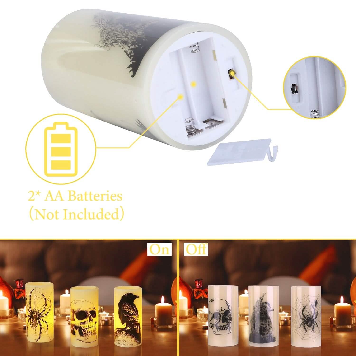 3-Pack: Halloween Battery Operated Flameless Candle Lamp with Timer Setting by DailySale