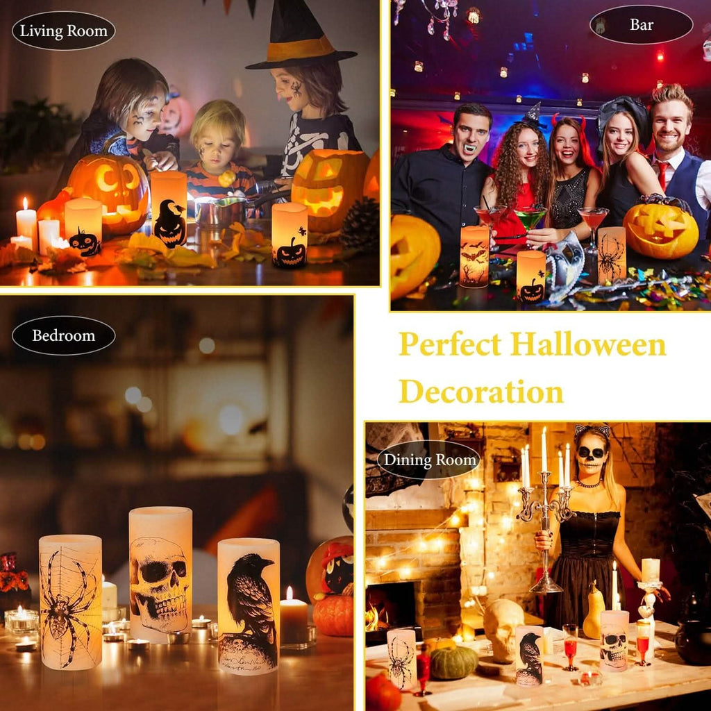 3-Pack: Halloween Battery Operated Flameless Candle Lamp with Timer Setting by DailySale