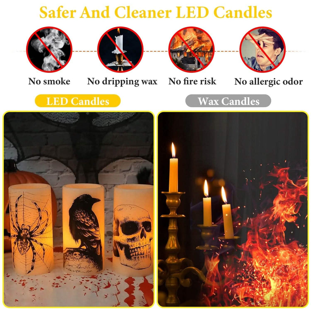 3-Pack: Halloween Battery Operated Flameless Candle Lamp with Timer Setting by DailySale