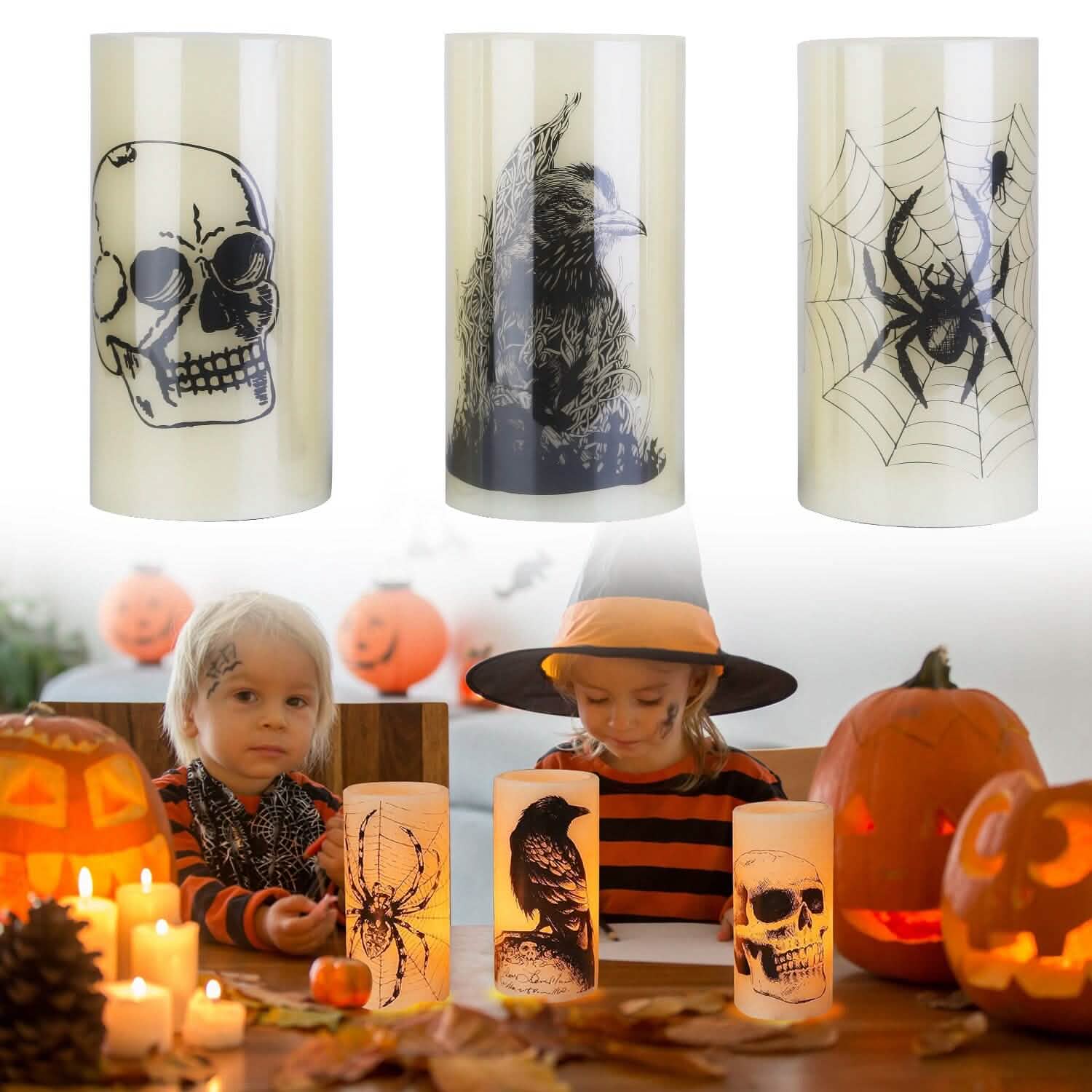 3-Pack: Halloween Battery Operated Flameless Candle Lamp with Timer Setting by DailySale