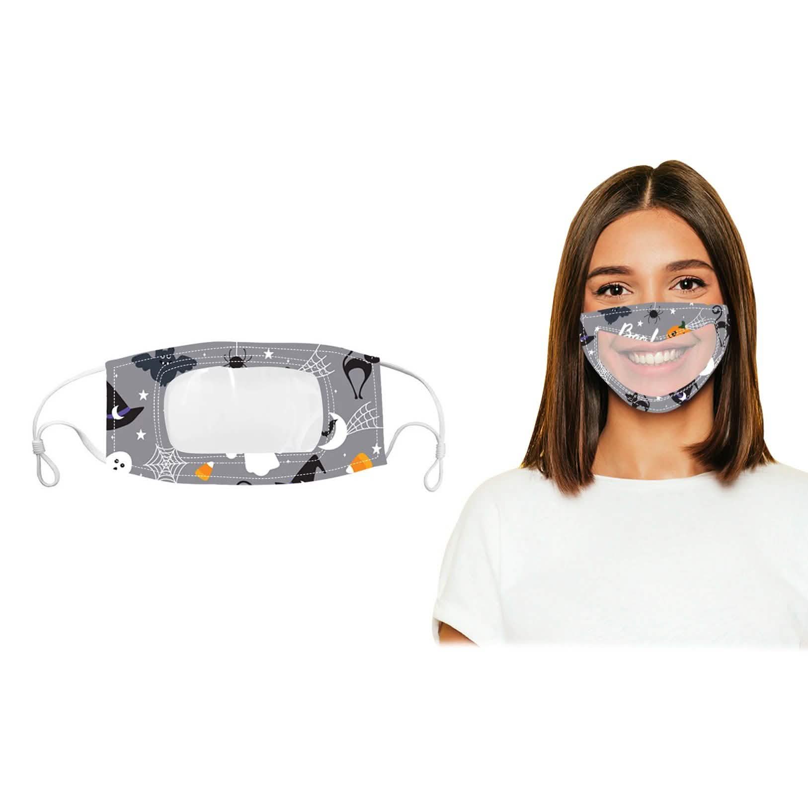 3-Pack: Halloween Edition Smile Communicator Clear Mouth Face Mask by DailySale