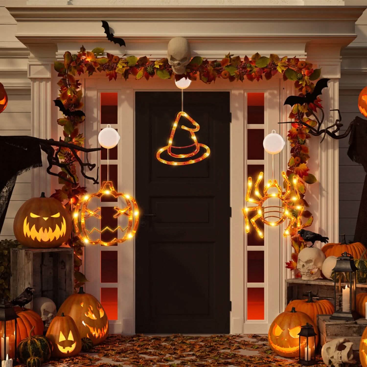 3-Pack: Halloween Window Light with Suction Cup Hanging Holes by DailySale
