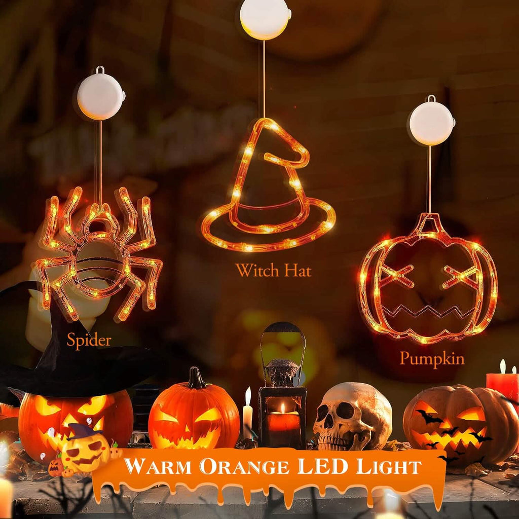 3-Pack: Halloween Window Light with Suction Cup Hanging Holes by DailySale