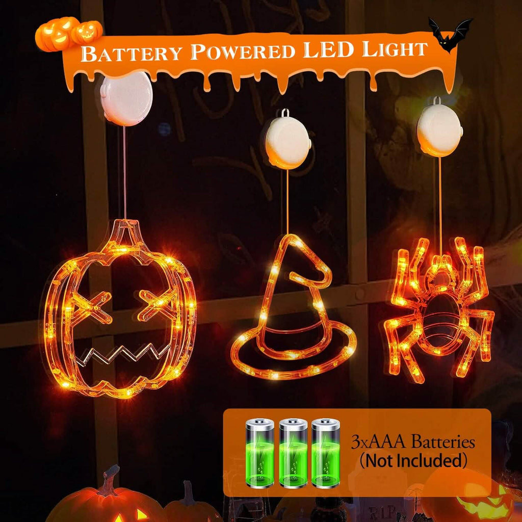 3-Pack: Halloween Window Light with Suction Cup Hanging Holes by DailySale