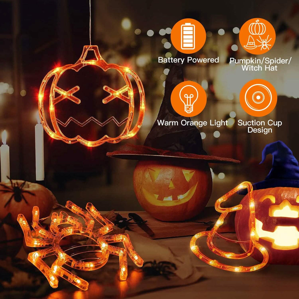3-Pack: Halloween Window Light with Suction Cup Hanging Holes by DailySale