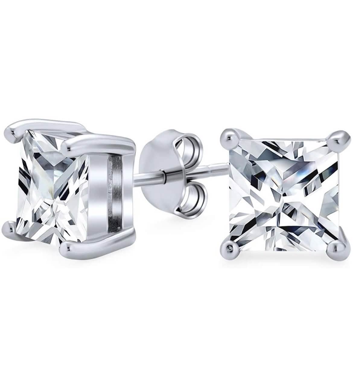 3-Pack: Sterling Silver Princess Cut Studs by DailySale