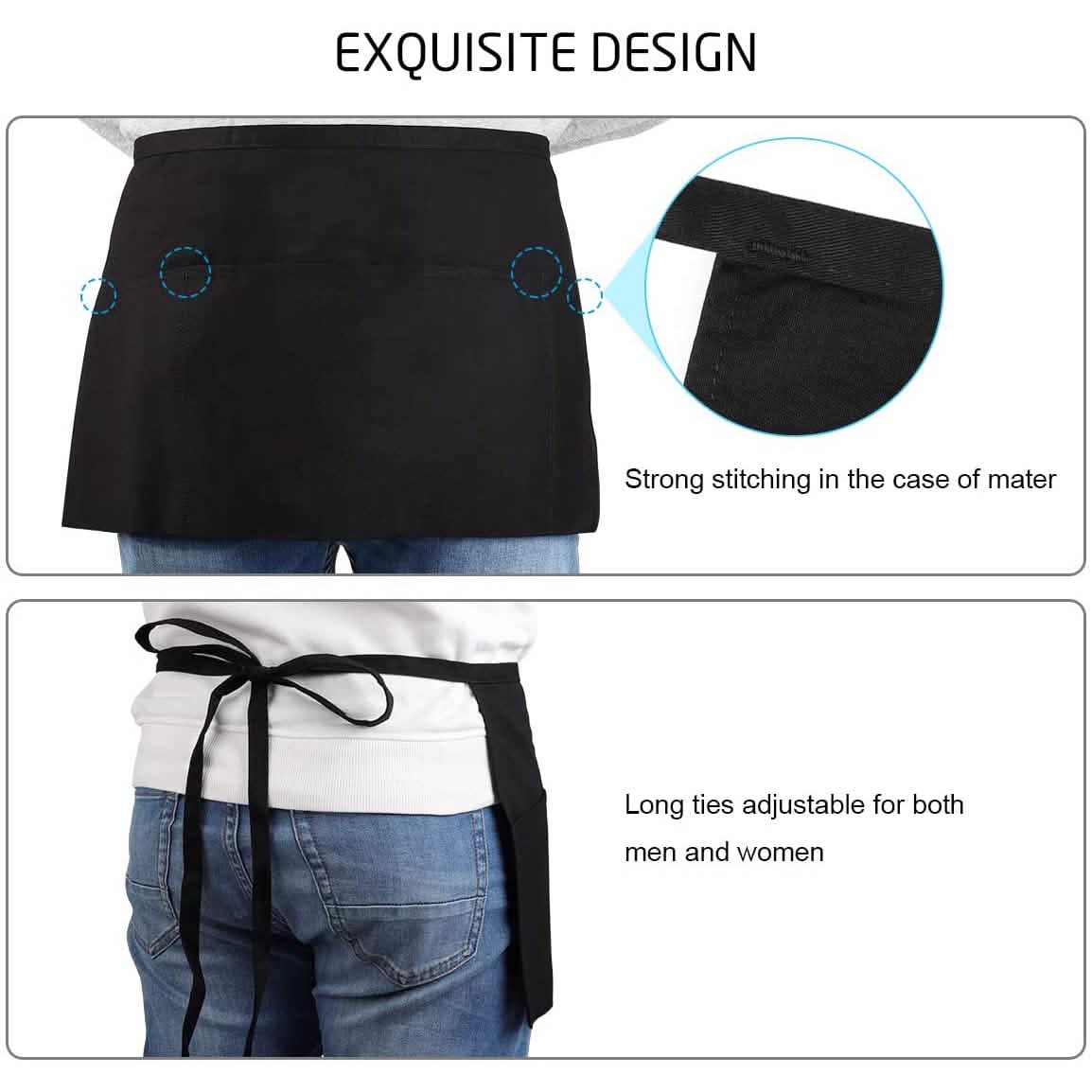 3-Pack: Syntus Server Aprons with 3 Pockets by DailySale