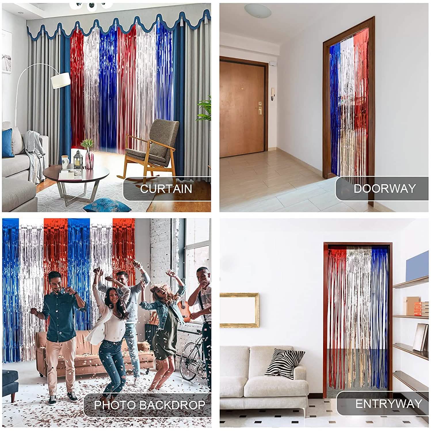 3-Pack: Tinsel Foil Fringe Curtains by DailySale