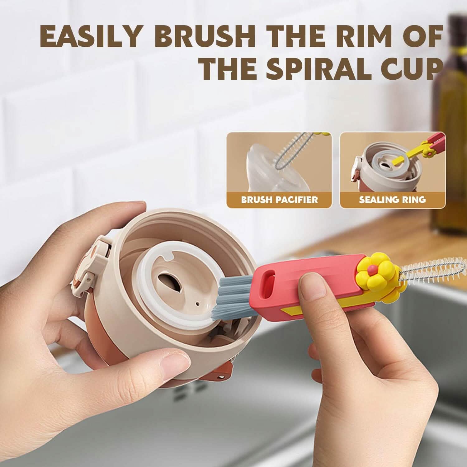 3-Piece: 3-in-1 Petal Cup Lid Cleaning Brush by DailySale