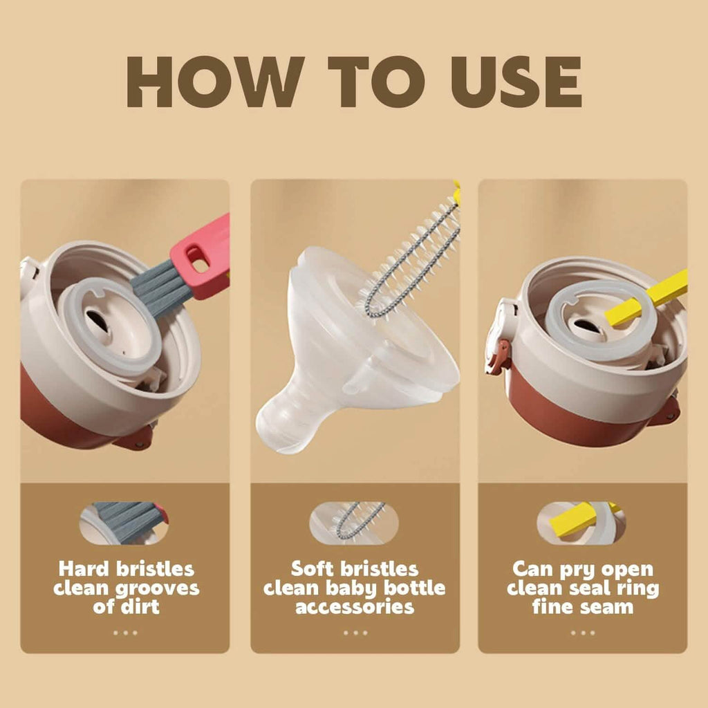 3-Piece: 3-in-1 Petal Cup Lid Cleaning Brush by DailySale