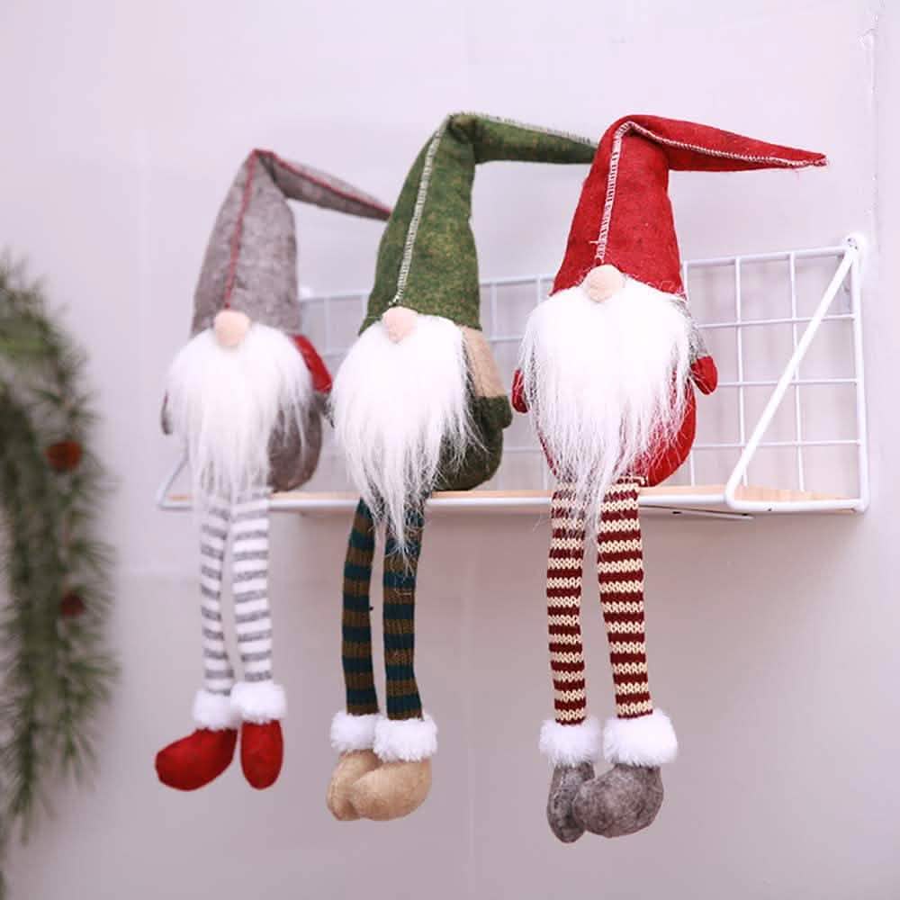 3 Piece: Handmade Sitting Long-Legged Christmas Elf Bottle Decoration Set by DailySale