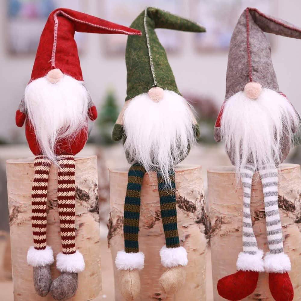 3 Piece: Handmade Sitting Long-Legged Christmas Elf Bottle Decoration Set by DailySale