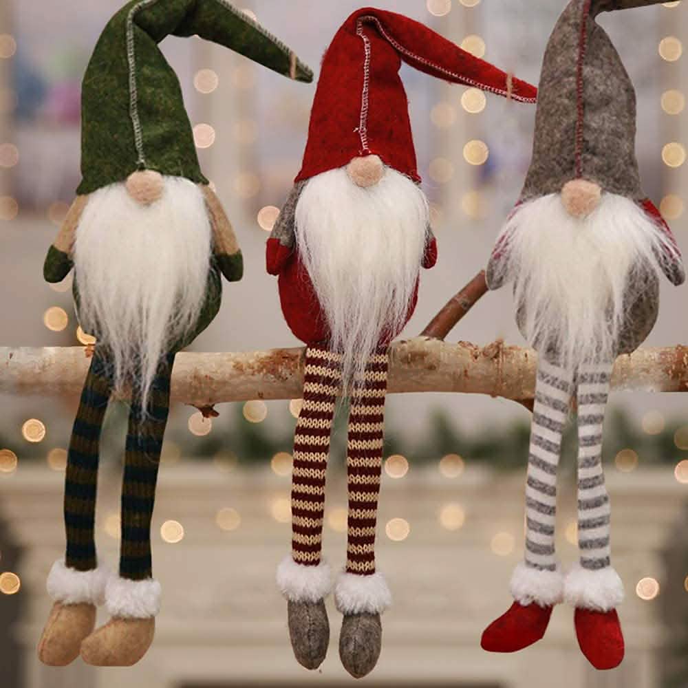3 Piece: Handmade Sitting Long-Legged Christmas Elf Bottle Decoration Set by DailySale