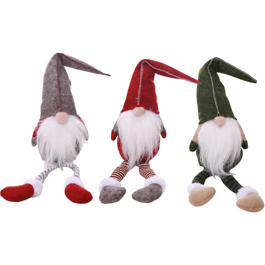 3 Piece: Handmade Sitting Long-Legged Christmas Elf Bottle Decoration Set by DailySale