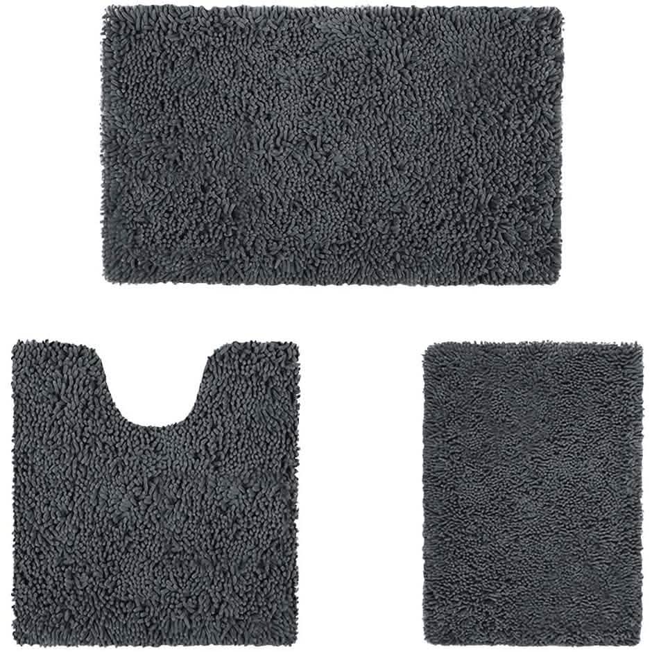3-Piece Set: Bathroom Rugs Set Ultra Soft Non Slip and Absorbent Chenille by DailySale
