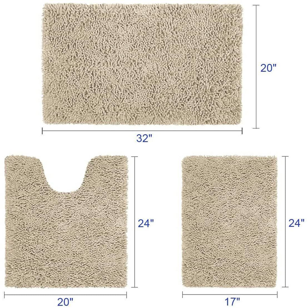 3-Piece Set: Bathroom Rugs Set Ultra Soft Non Slip and Absorbent Chenille by DailySale