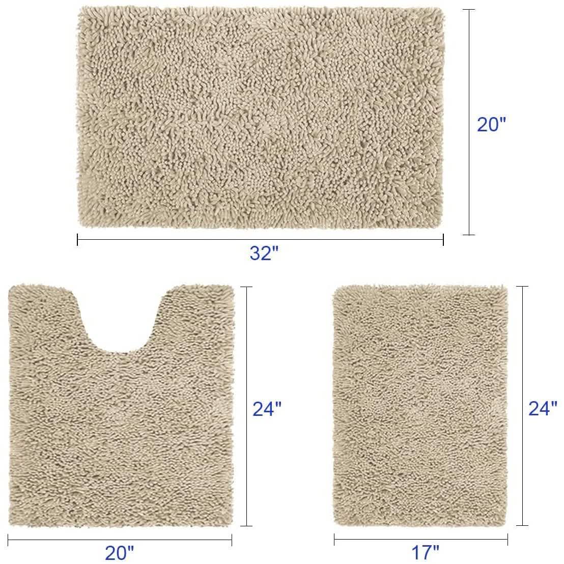 3-Piece Set: Bathroom Rugs Set Ultra Soft Non Slip and Absorbent Chenille by DailySale