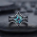 3-Piece Set: Black Square Faux Blue Zirconia Retro Luxury Ring by DailySale