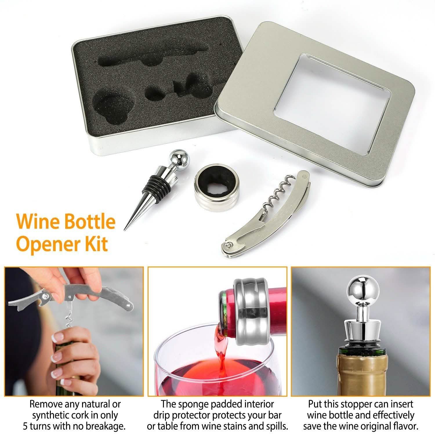 3-Piece Set: Corkscrew Bottle Opener Set by DailySale
