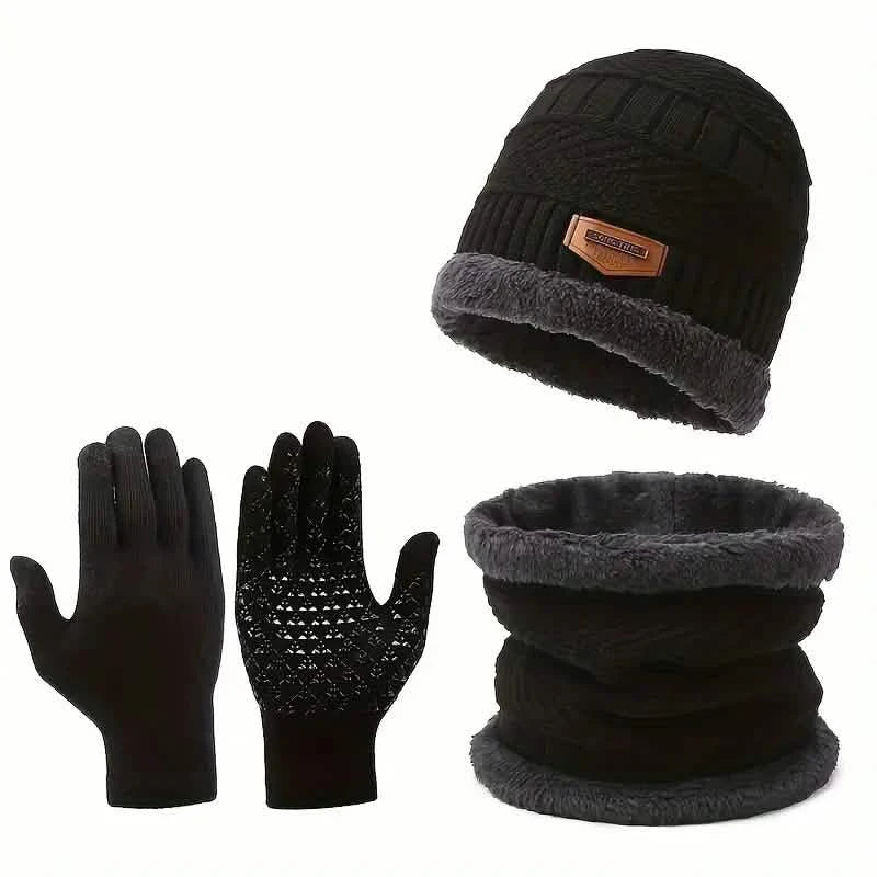 3-Piece Set: Infinity Scarf Autumn Winter, Thickened Warm Knit Beanie and Touchscreen Gloves Neck Gaiter by DailySale