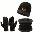 3-Piece Set: Infinity Scarf Autumn Winter, Thickened Warm Knit Beanie and Touchscreen Gloves Neck Gaiter by DailySale