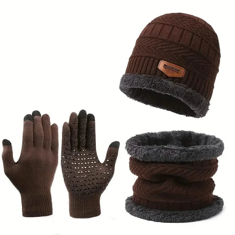 3-Piece Set: Infinity Scarf Autumn Winter, Thickened Warm Knit Beanie and Touchscreen Gloves Neck Gaiter by DailySale