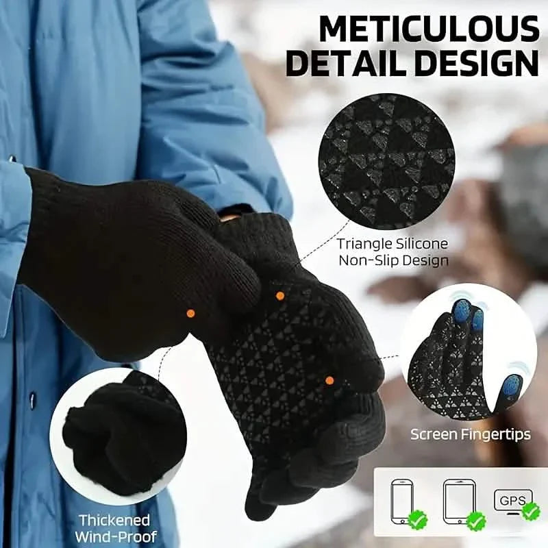 3-Piece Set: Infinity Scarf Autumn Winter, Thickened Warm Knit Beanie and Touchscreen Gloves Neck Gaiter by DailySale