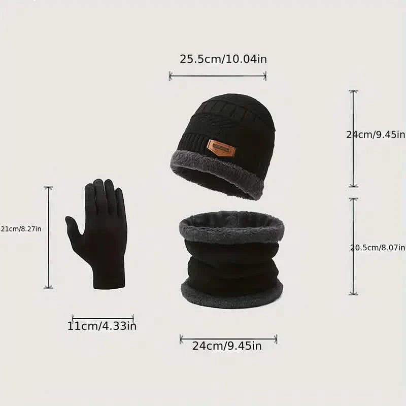3-Piece Set: Infinity Scarf Autumn Winter, Thickened Warm Knit Beanie and Touchscreen Gloves Neck Gaiter by DailySale