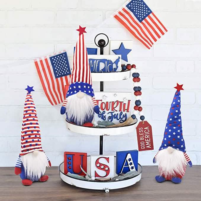 3-Piece Set: Patriotic Gnome Plush Standing Statues by DailySale