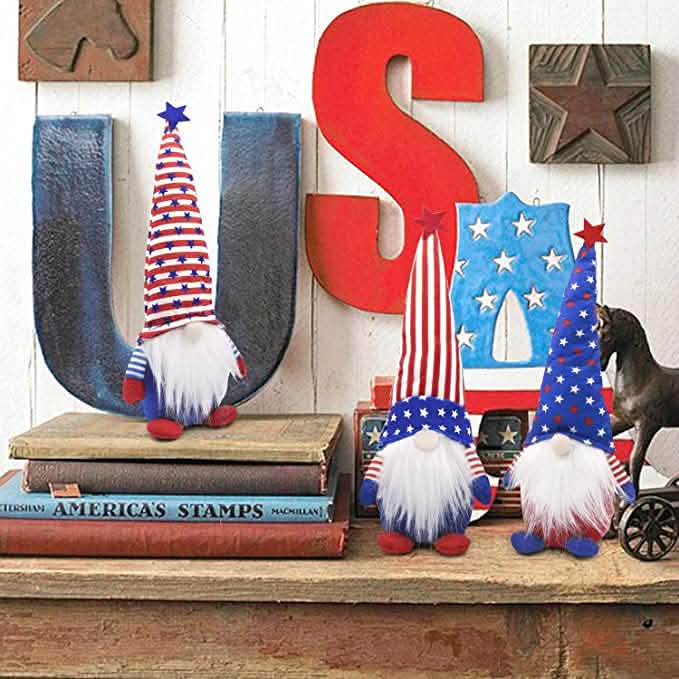 3-Piece Set: Patriotic Gnome Plush Standing Statues by DailySale