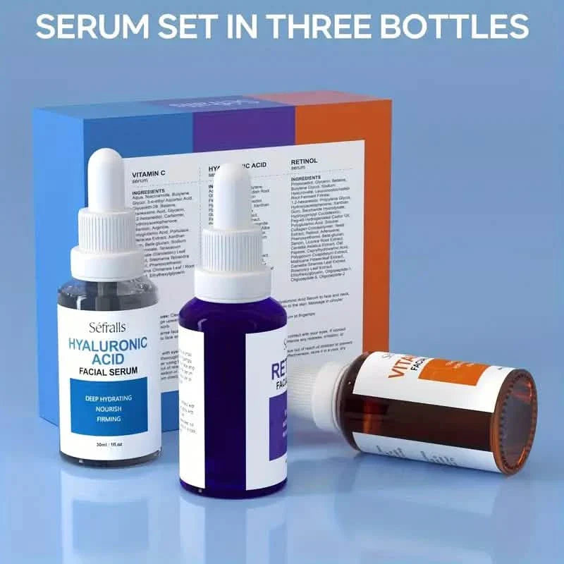 3-Piece Set: Séfralls Hyaluronic Acid VC Retinol Essence with Vitamin-C And Hyaluronic Acid Serum by DailySale