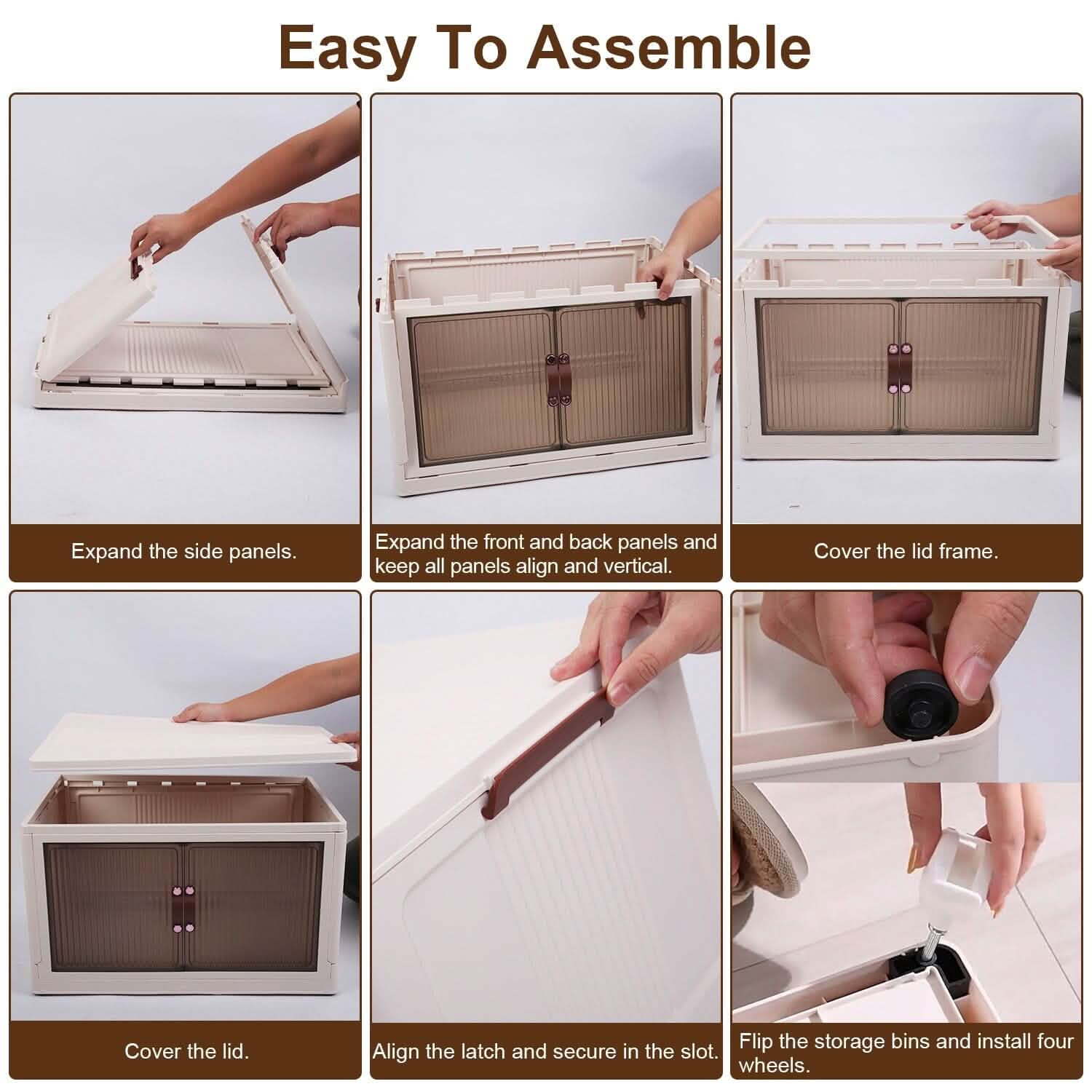 3-Pieces: Foldable Storage Bins with Lid Front Magnetic Door Collapsible Stackable Closet Organizer by DailySale