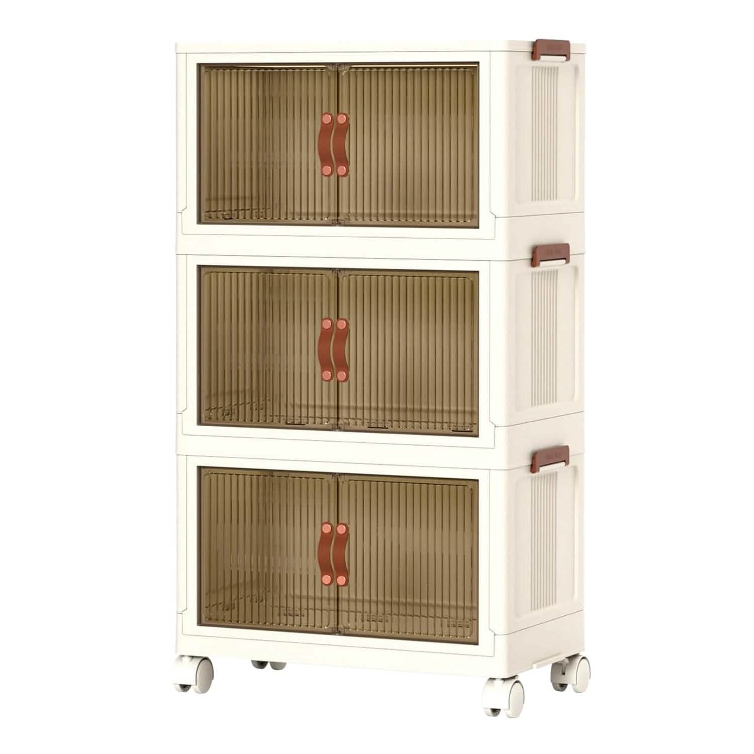 3-Pieces: Foldable Storage Bins with Lid Front Magnetic Door Collapsible Stackable Closet Organizer by DailySale